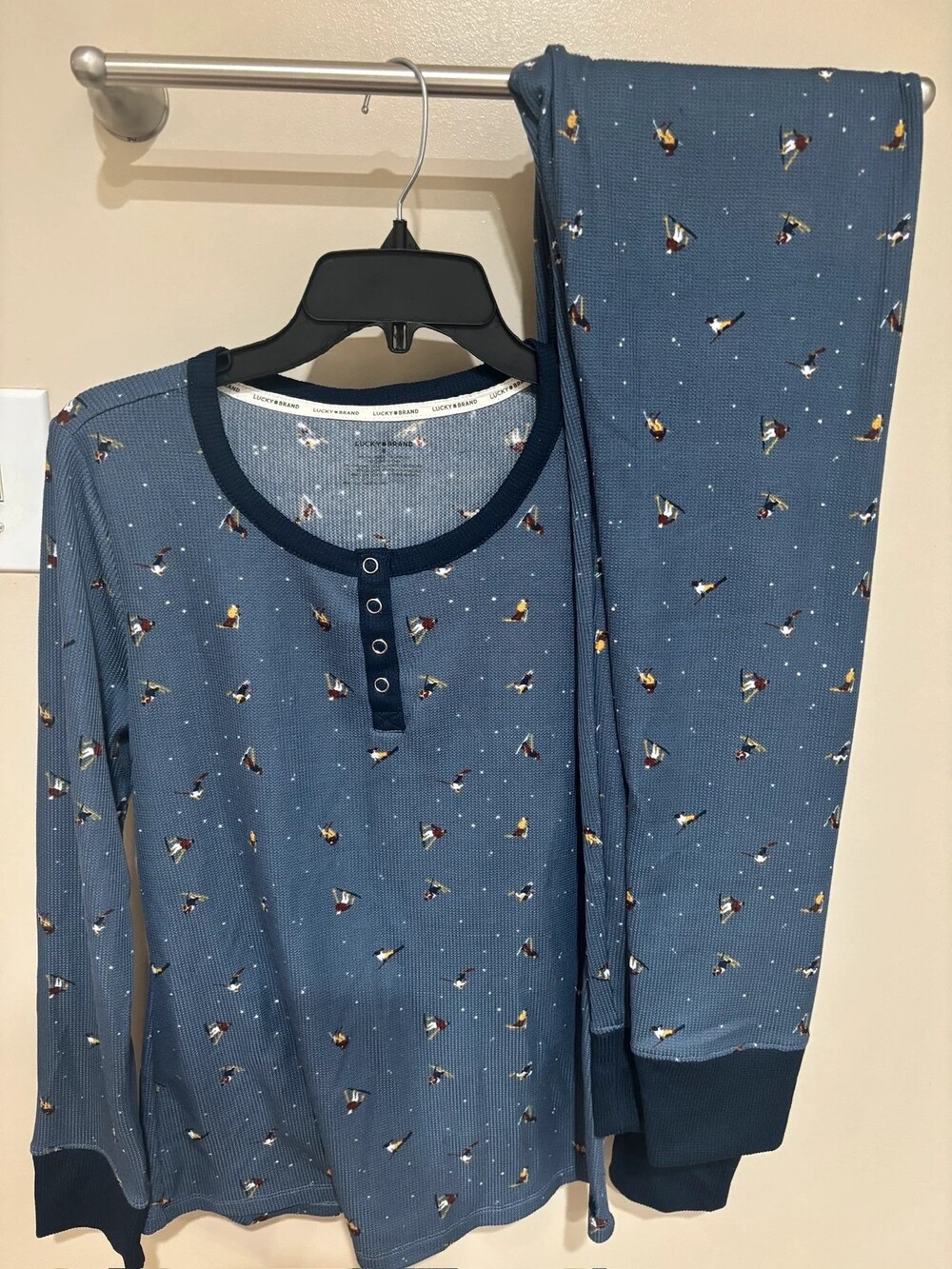 Lucky Brand Size M Ski Thermal Long Johns Set Blue NWT
